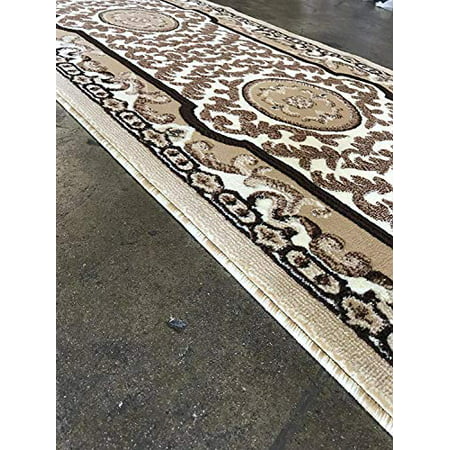 Americana Traditional Long Persian Runner Area Rug Beige Brown Ivory Design 101 32 Inch X10 Feet 